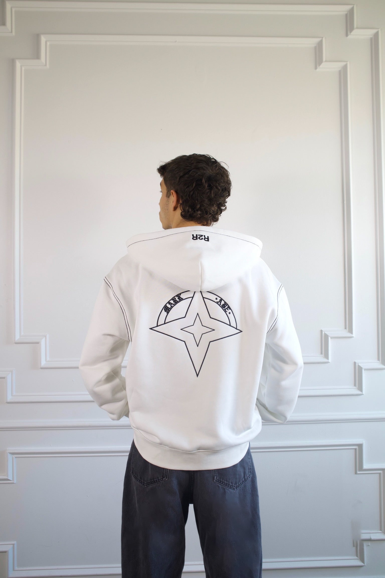 R2R FULL-ZIP HOODIE — OFF-WHITE
