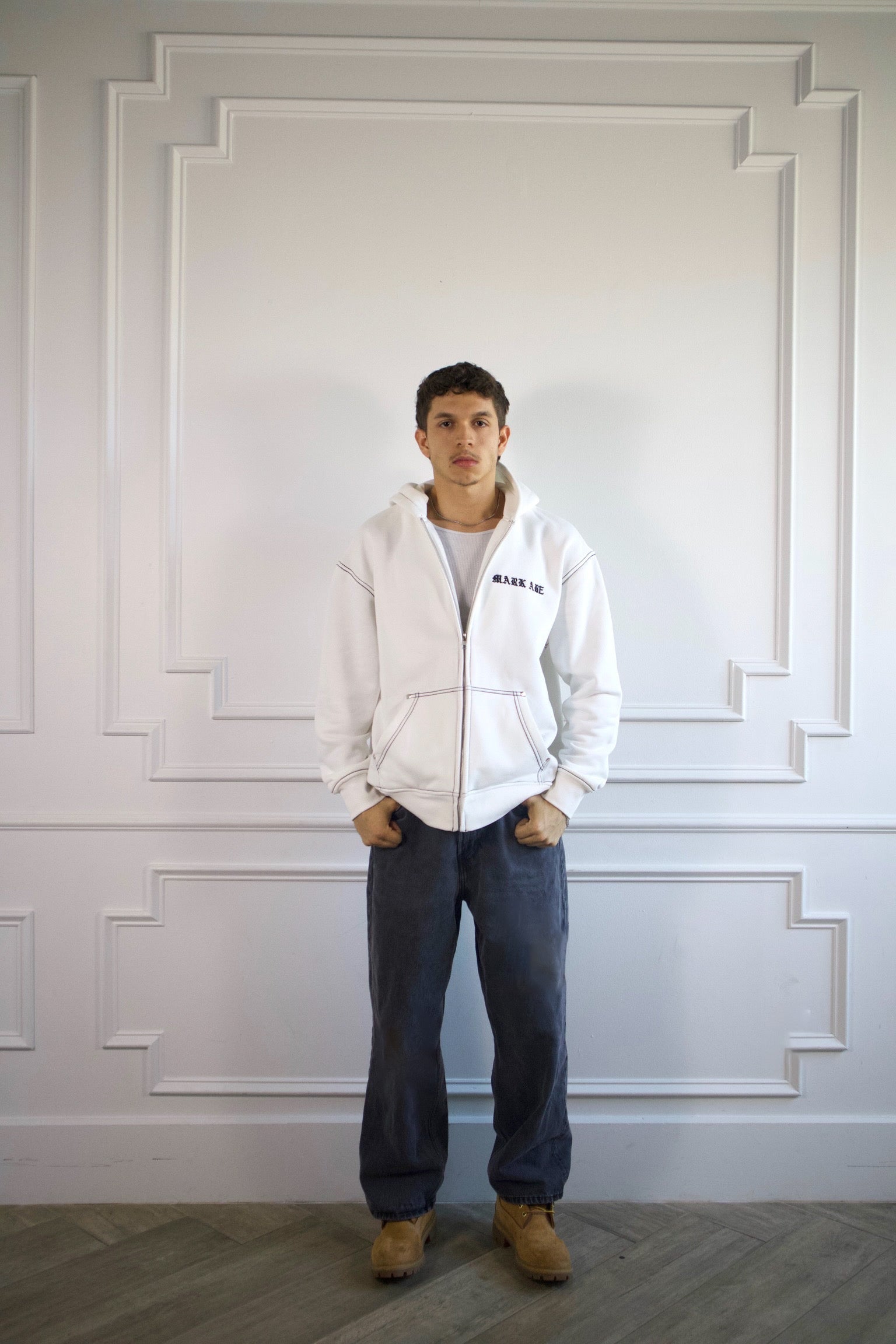 R2R FULL-ZIP HOODIE — OFF-WHITE