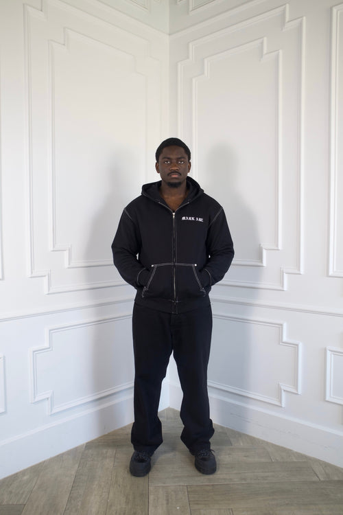 R2R FULL-ZIP HOODIE — BLACK