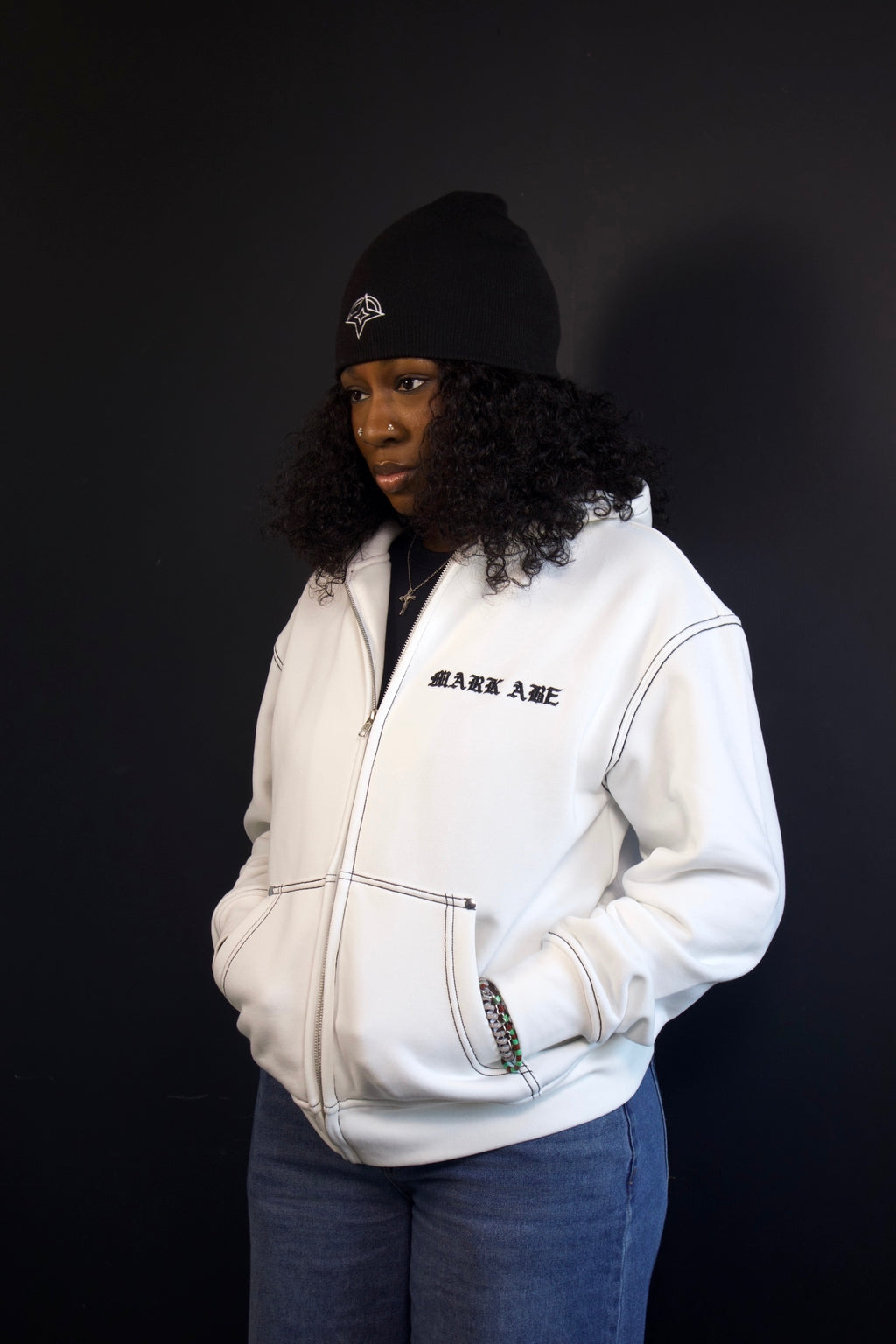 R2R FULL-ZIP HOODIE — OFF-WHITE