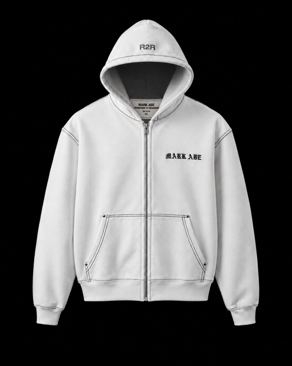 R2R FULL-ZIP HOODIE — OFF-WHITE